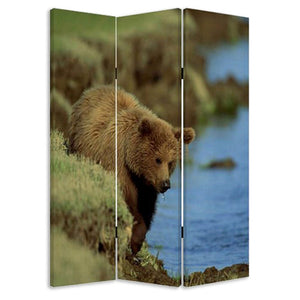 48" X 72" Multi Color Wood Canvas Bear  Screen