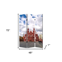 48" X 72" Red Blue and White Wood Canvas Russia  Screen