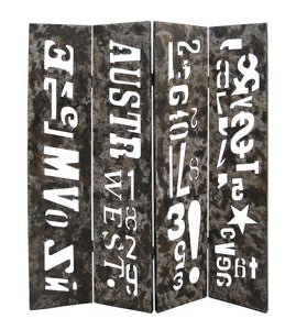 60" X 71" Brown Distressed Wooden  Screen