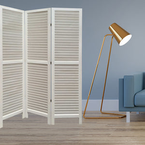 Blue Finish Wood Shutter 3 Panel Room Divider Screen
