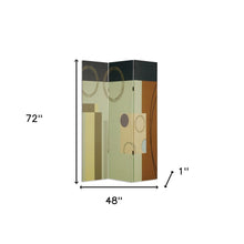 48" X 72" Multi Color Wood Canvas 3 Panel Screen