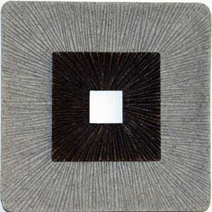 19" X 19" X 2.5" Modern Brown And Gray Ribbed Square Wall Art