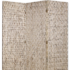 63" X 72" Silver Wood 3 Panel  Screen