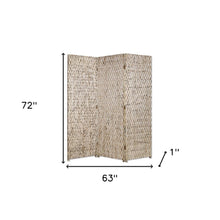 63" X 72" Silver Wood 3 Panel  Screen