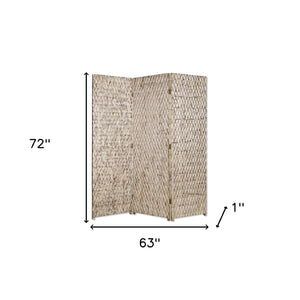 63" X 72" Silver Wood 3 Panel  Screen