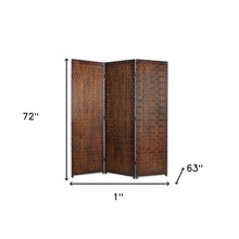 1" X 63" X 72" Brown Wood 3 Panel  Screen