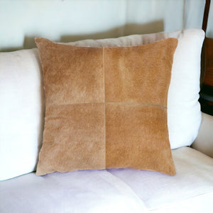 18" Red Cowhide Geometric Throw Pillow