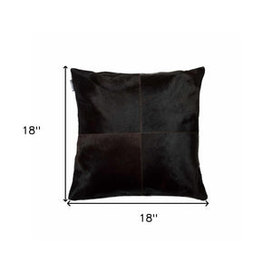 18" Chocolate Brown Cowhide Throw Pillow