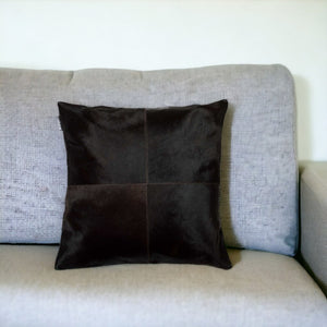 18" Red Cowhide Geometric Throw Pillow