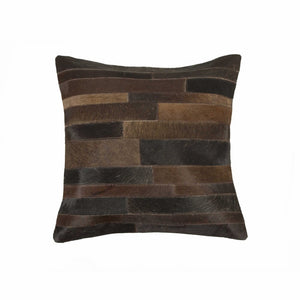 18" Chocolate Cowhide Throw Pillow