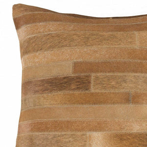 18" Brown Cowhide Throw Pillow