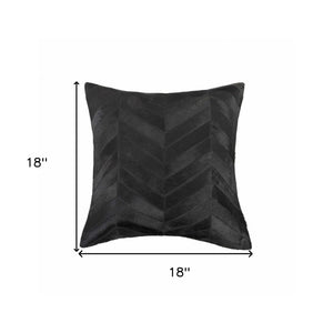 18" Black Cowhide Throw Pillow