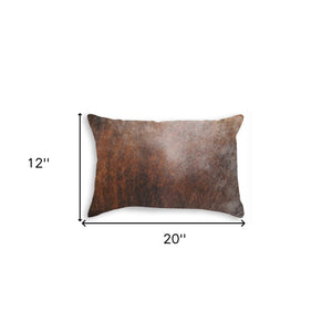 12" X 20" Brown Cowhide Throw Pillow