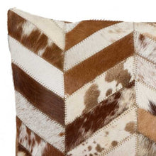 12" X 20" Brown and Off White Chevron Cowhide Throw Pillow