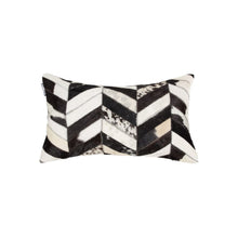 12" X 20" Brown and Off White Chevron Cowhide Throw Pillow