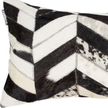 12" X 20" Brown and Off White Chevron Cowhide Throw Pillow