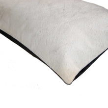 12" X 20" Off White Cowhide Throw Pillow