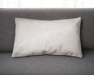 12" X 20" Off White Cowhide Throw Pillow