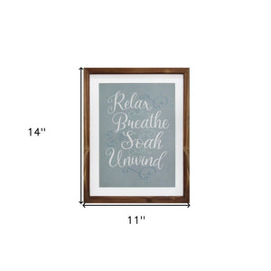 14" X 11" Relax Breathe Soak Unwind Brown Framed Bathroom Wall Art