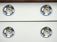 Set of Eight Blue White And Gold Geometric Ceramic Drawer Pull Knobs