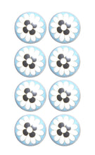 Set of Eight Blue White And Black Floral Ceramic Drawer Pull Knobs