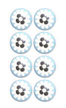Set of Eight Blue White And Black Floral Ceramic Drawer Pull Knobs