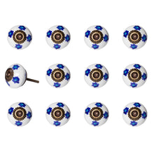 Set of Twelve Blue White And Turquoise Floral Ceramic Drawer Pull Knobs