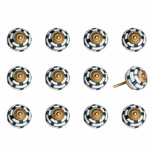 1.5" X 1.5" X 1.5" White Black And Silver  Knobs 12 Pack