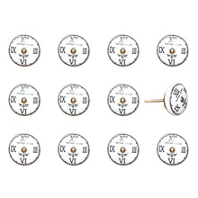 Set of Twelve Black White And Gold Clock Face Ceramic Drawer Pull Knobs