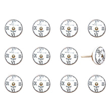 Set of Twelve Black White And Gold Clock Face Ceramic Drawer Pull Knobs