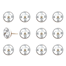Set of Twelve Black White And Gold Clock Face Ceramic Drawer Pull Knobs