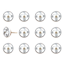 Set of Twelve Black White And Gold Clock Face Ceramic Drawer Pull Knobs