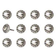 Set of Twelve Black And Gray Clock Face Ceramic Drawer Pull Knobs
