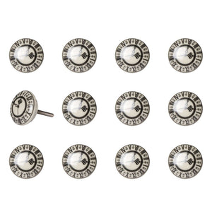 Set of Twelve Black And Gray Clock Face Ceramic Drawer Pull Knobs