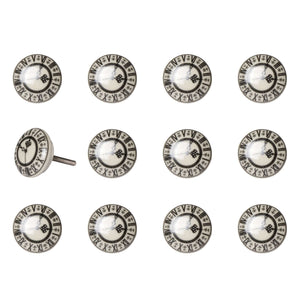Set of Twelve Black And Gray Clock Face Ceramic Drawer Pull Knobs