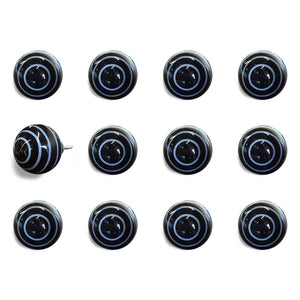 1.5" X 1.5" X 1.5" Black And Light Blue Knobs 12 Pack