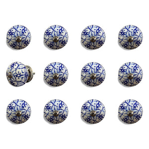 1.5" X 1.5" X 1.5" White Blue And Silver Knobs 12 Pack