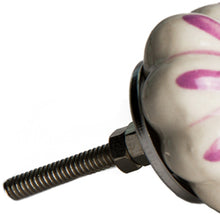 Set of Eight Pink And White Ceramic Drawer Pull Knobs