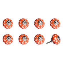 Set of Eight Pink And White Ceramic Drawer Pull Knobs