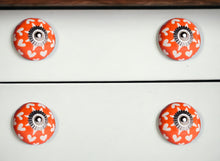 Set of Eight Pink And White Ceramic Drawer Pull Knobs