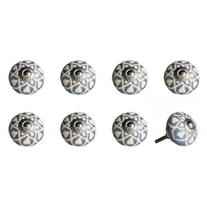 1.5" X 1.5" X 1.5" Hues Of White Navy And Silver  Knobs 8 Pack