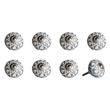 Set of Eight Pink And White Ceramic Drawer Pull Knobs
