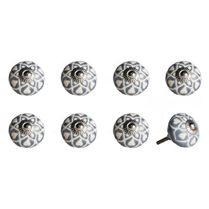 Set of Eight Pink And White Ceramic Drawer Pull Knobs
