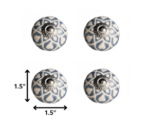 Set of Eight Pink And White Ceramic Drawer Pull Knobs