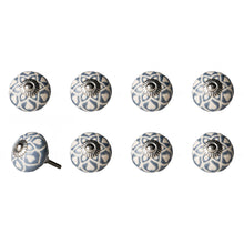 Set of Eight Pink And White Ceramic Drawer Pull Knobs