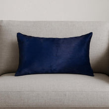 12" X 20" Navy Cowhide Throw Pillow