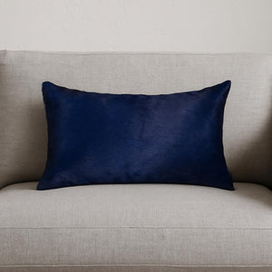 12" X 20" Navy Cowhide Throw Pillow