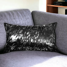 12" X 20" Navy Cowhide Throw Pillow