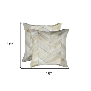 Set of Two Natural Cowhide Throw Pillow