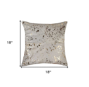 18" Black and Silver Cowhide Throw Pillow